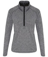 Women's TriDri® long sleeve performance ¼ zip — Black Melange/Black