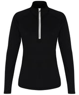 Women's TriDri® long sleeve performance ¼ zip — Black/White
