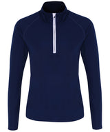 Women's TriDri® long sleeve performance ¼ zip — Navy/White