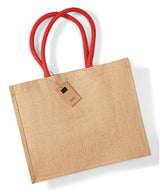 Jute classic shopper — Natural/Bright Red