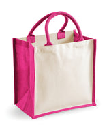 Printers midi jute tote — Fuchsia