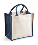 Printers midi jute tote — Navy