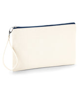Canvas wristlet pouch — Natural/Navy