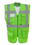 Multifunctional executive hi-vis waistcoat (HVW801) — Lime