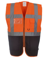 Multifunctional executive hi-vis waistcoat (HVW801) — Orange/Black