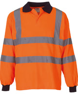 Hi-vis long sleeve polo (HVJ310) — Orange