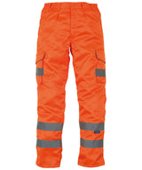 Hi-vis polycotton cargo trousers with kneepad pockets (HV018T/3M) — Orange