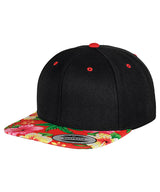 Fashion print snapback (6089DESIGNER) — Black/Floral Red