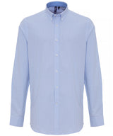 Cotton-rich Oxford stripes shirt — White/Light Blue