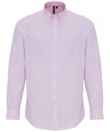 Cotton-rich Oxford stripes shirt — White/Pink