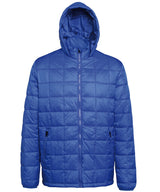 Box quilt hooded jacket — Royal