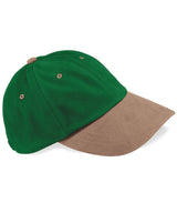 Low-profile heavy brushed cotton cap — Forest/Taupe