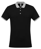 Two-tone piqué polo shirt — Black/Oxford Grey