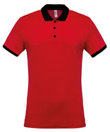 Two-tone piqué polo shirt — Red/Black