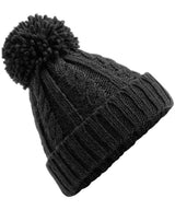 Cable knit melange beanie — Black