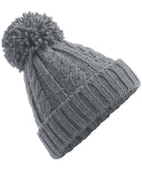 Cable knit melange beanie — Light Grey
