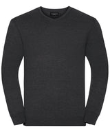 V-neck knitted sweater — Charcoal Marl
