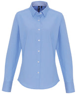 Women's cotton-rich Oxford stripes blouse — Oxford Blue