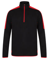 ¼ zip mid-layer with contrast panelling — Black/Red
