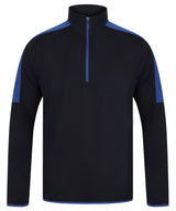 ¼ zip mid-layer with contrast panelling — Navy/Royal