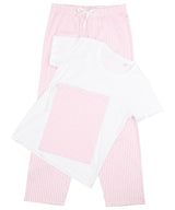 Women's long pant pyjama set (in a bag) — White/Pink/White Stripe