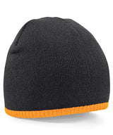 Two-tone pull-on beanie — Black/Fluorescent Orange