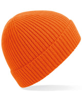 Engineered knit ribbed beanie — Orange