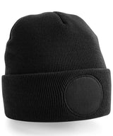 Circular patch beanie — Black