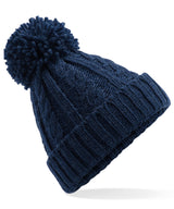 Cable knit melange beanie — Navy