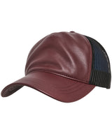 Leather trucker — Maroon/Black