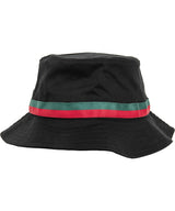 Stripe bucket hat (5003S) — Black/Fire Red/Green