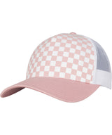 Checkerboard retro trucker (6506CB) — Light Rose/White