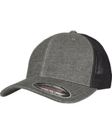 Retro trucker melange cap (6511M) — Khaki/Black Mesh
