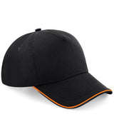 Authentic 5-panel cap - piped peak — Black/Orange