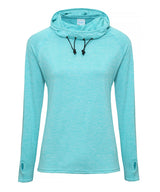 Women's cool cowl neck top — Ocean Blue Melange