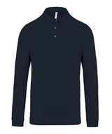 Jersey knit long sleeve polo shirt — Navy