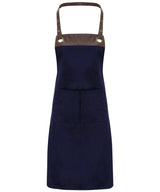 Espresso bib apron — Navy/Brown