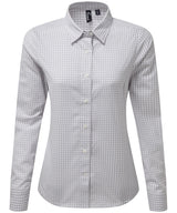 Women's Maxton check long sleeve shirt — Silver/White
