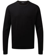 Crew neck cotton-rich knitted sweater — Black