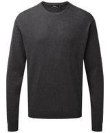 Crew neck cotton-rich knitted sweater — Charcoal
