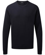 Crew neck cotton-rich knitted sweater — Navy
