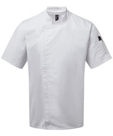 Chef's zip-close short sleeve jacket — White
