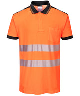 PW3 Hi-vis polo shirt (T180) — Orange/Black