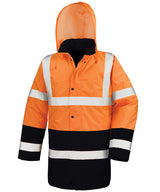 Motorway two-tone safety coat — Fluorescent Orange/Black