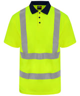High visibility polo — HV Yellow/Navy