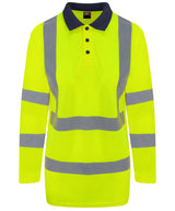 High visibility long sleeve polo — HV Yellow/Navy
