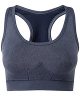 Tridri® seamless 3D fit" multi-sport sculpt bra top denim" — Indigo Denim