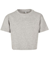 Girls cropped Jersey tee — Heather Grey