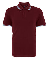 Classic fit tipped polo — Burgundy/Sky
