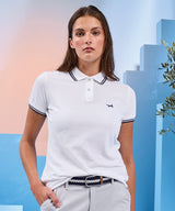 Women's classic fit tipped polo — lifestyle